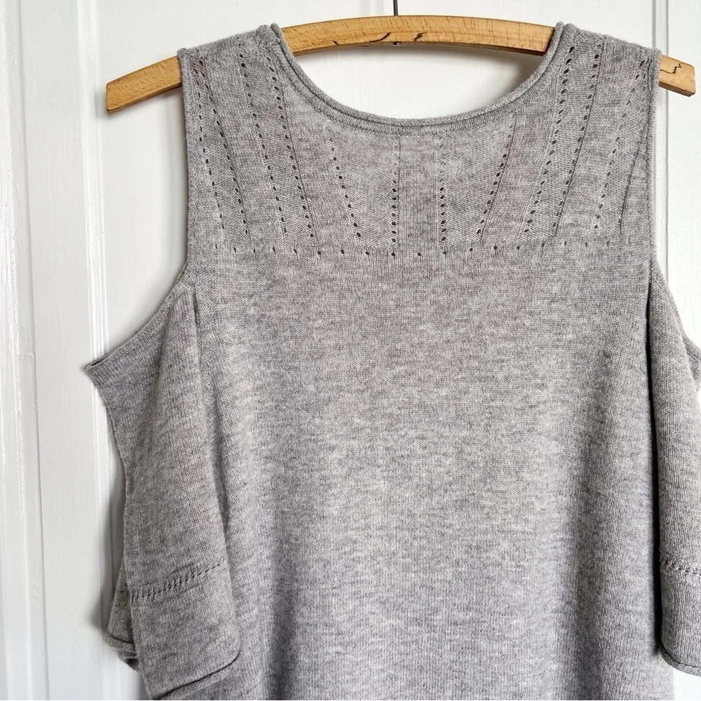 Velvet • Wool Blend Cold Shoulder Sweater heather grey cashmere knit pullover - Picture 11 of 12